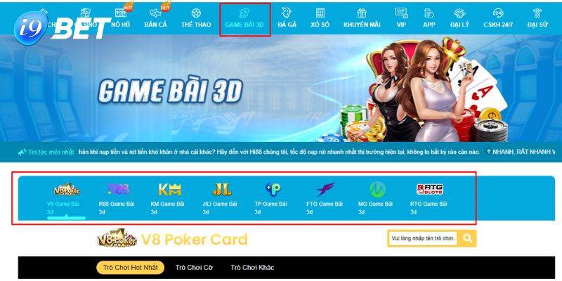 Những sảnh cược uy tín, chất lượng hàng đầu hợp tác cùng game bài i9Bet